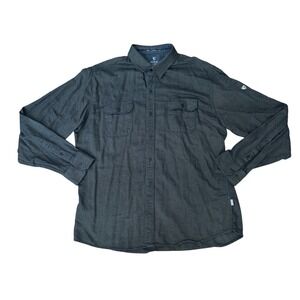 KUHL‎ Men XL Long Sleeve Button Up Shirt Dark Gray Double Pocket Business Casual